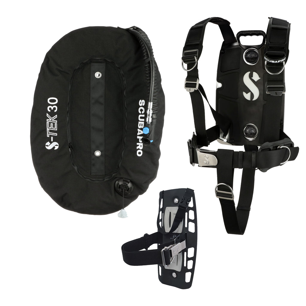 Scuba Backplate SCUBAPRO S-TEK PRO BACK PLATE /WING SYSTEM + FREE WEIGHT & TRIM POCKET ...